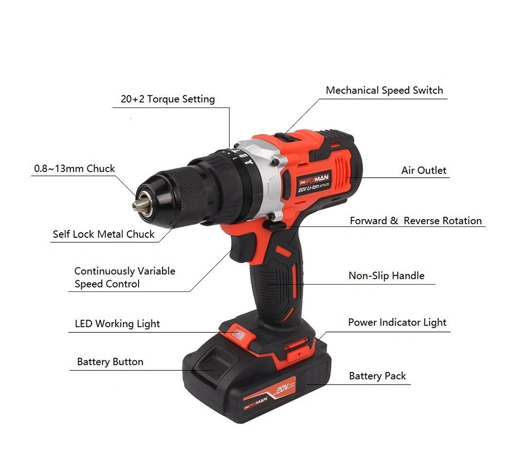 High Torque Cordless Impact Power Drill Power Tool